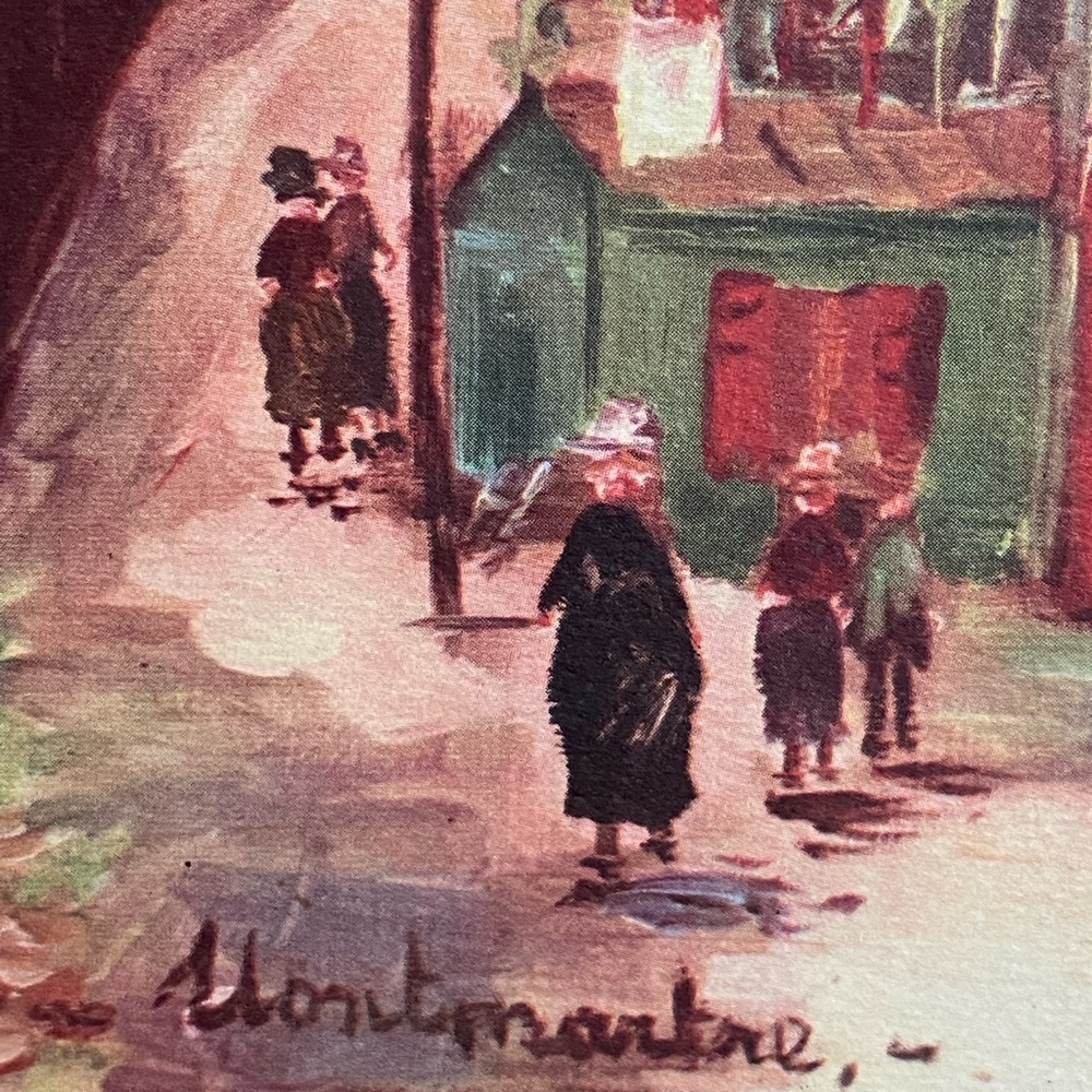 Maurice Utrillo Montmartre vintage cir 1950s watercolor print windmill 7.5 x 9.5 - Picture 3 of 8